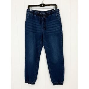 YMI Kozy Fit Denim Jogger Jeans Women L Dark Wash Elastic Waist Drawstring